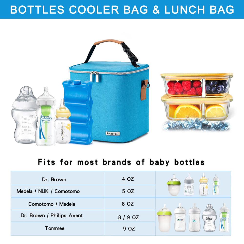 BABEYER breastmilk cooler bag blue side pocket demonstrates extra space for small essentials.
