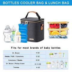 BABEYER cooler bag with bottles inside helps keep milk cold for hours during commutes.