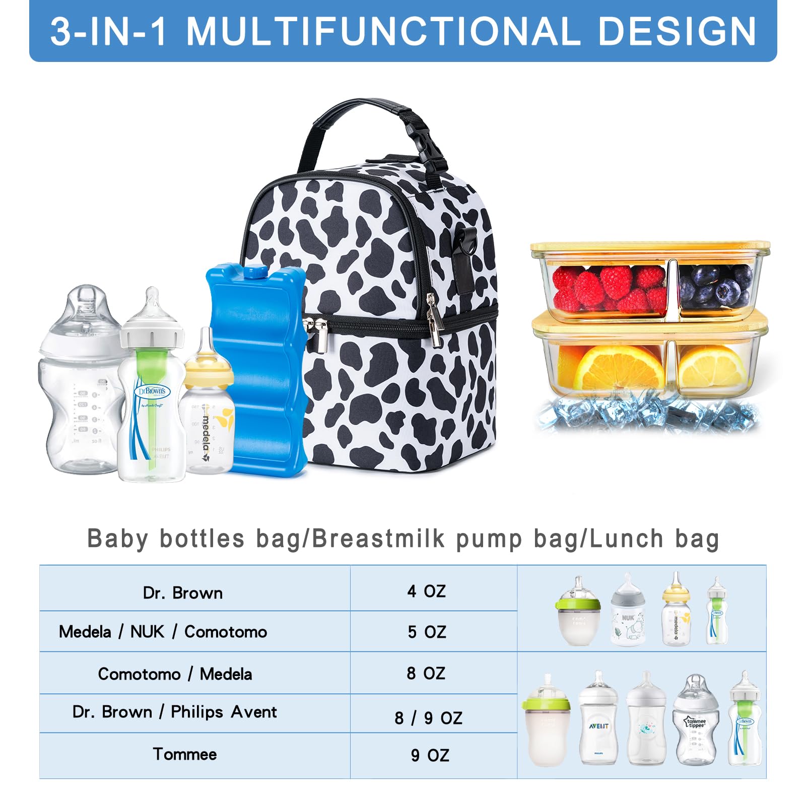 BABEYER breastmilk cooler bag capacity for 6 bottles supports busy day feeding plans.