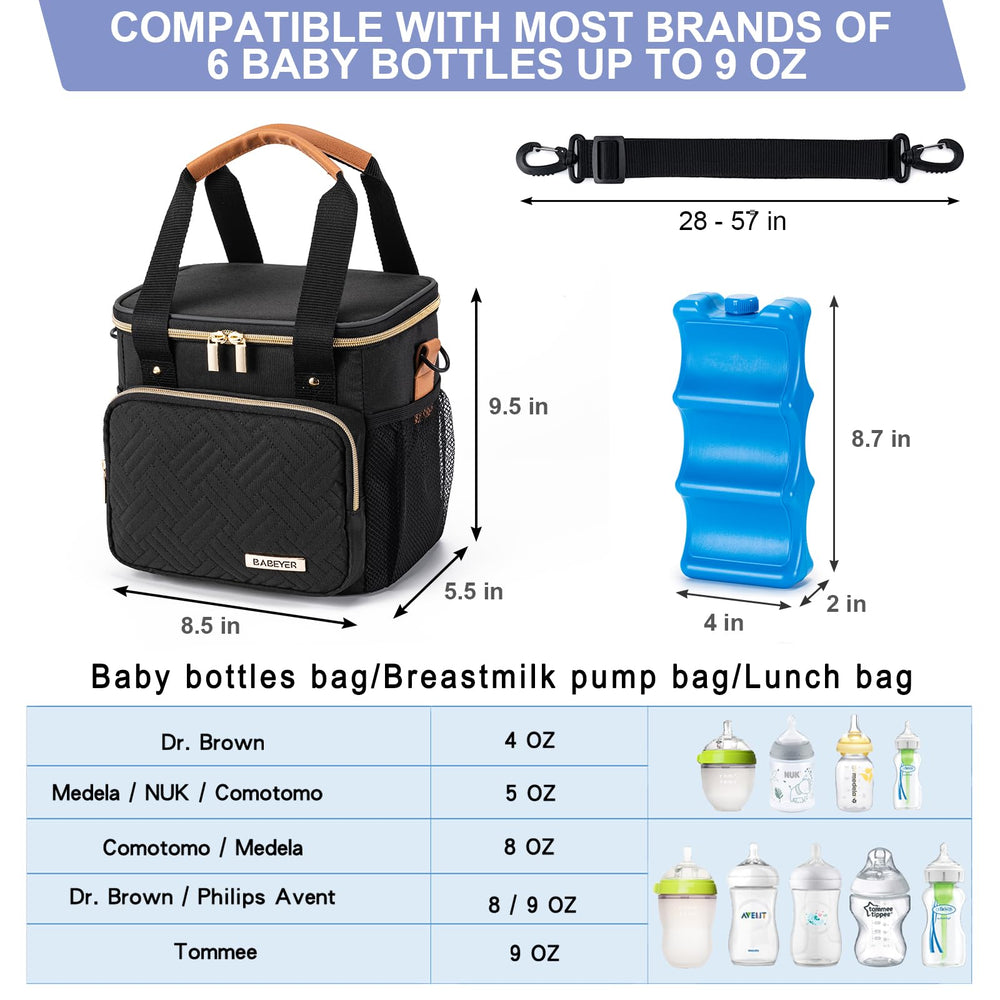 BABEYER cooler bag detachable top handle enables easy stroller attachment during outings.