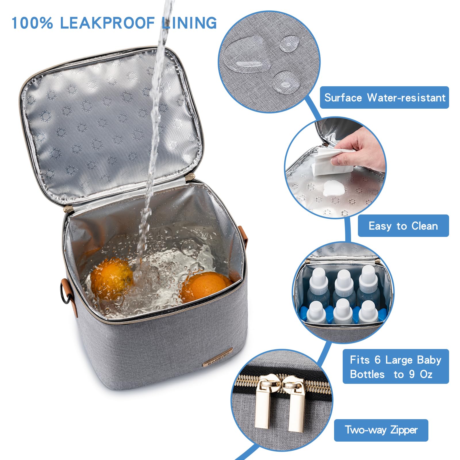 BABEYER breastmilk cooler bag detachable handle adds stroller-friendly convenience.