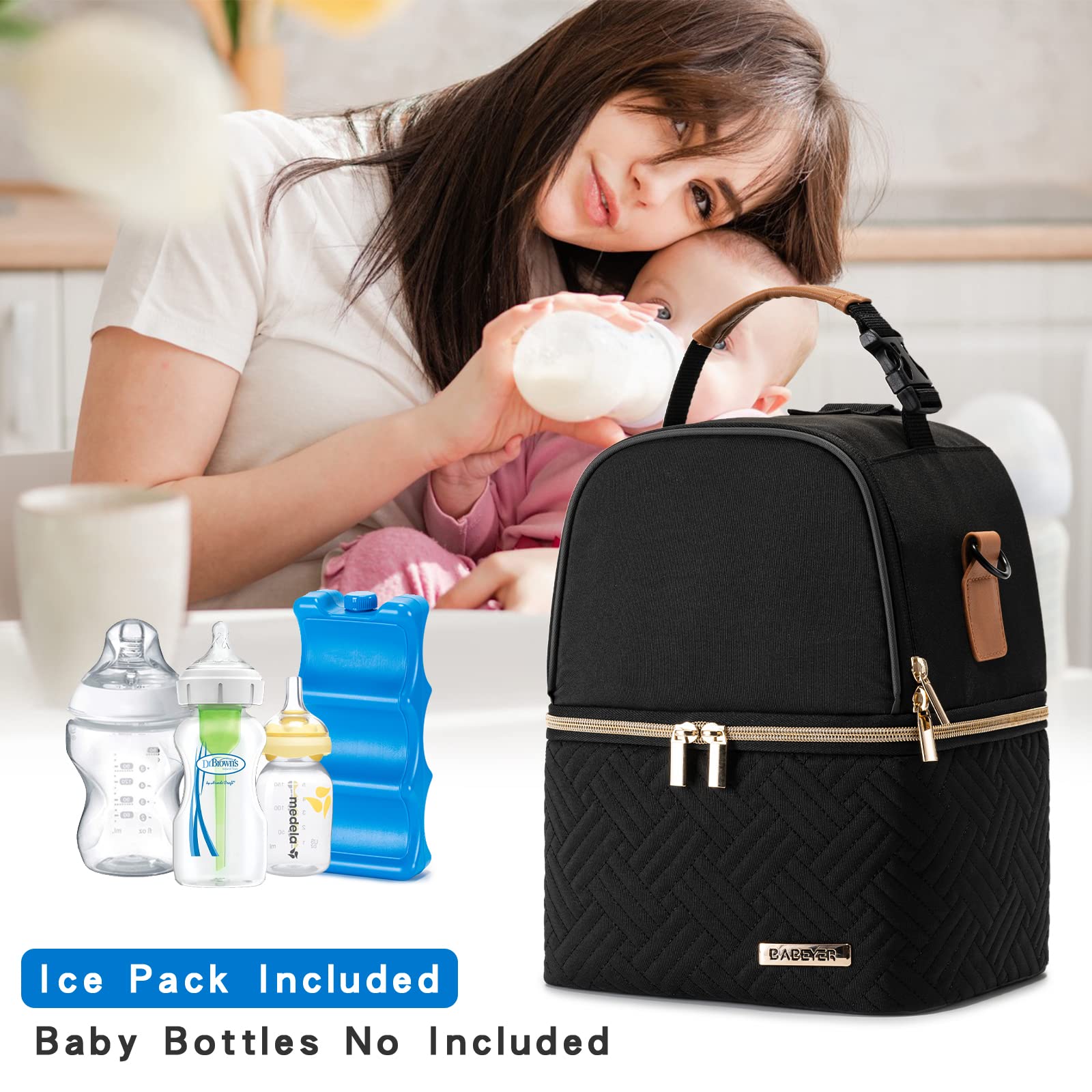 BABEYER Breastmilk Cooler Bag size dimensions optimize packing for travel and daycare.