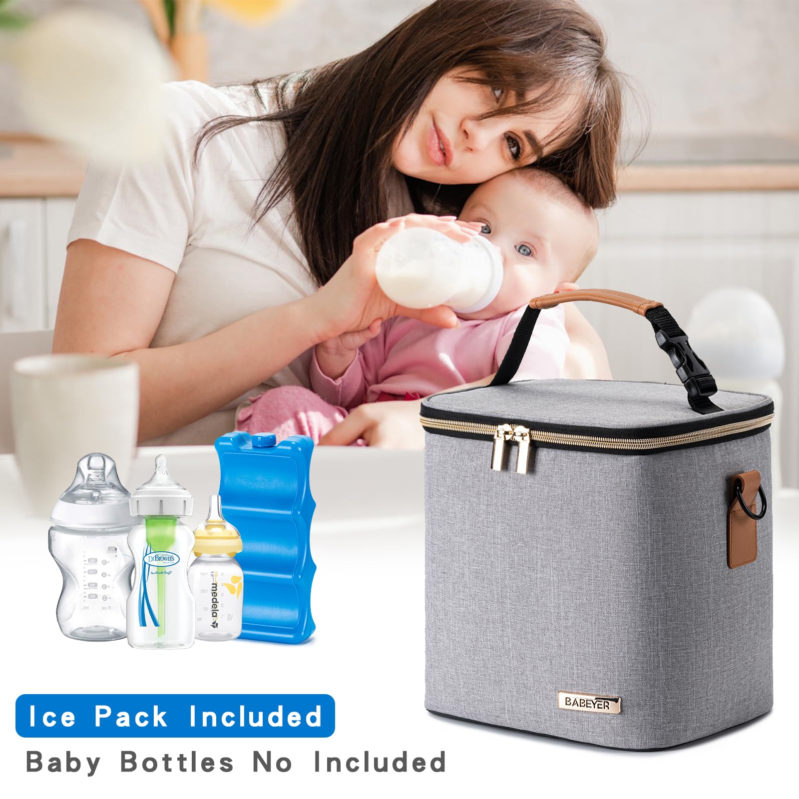 BABEYER breastmilk cooler bag durable polyester fabric resists dirt and wear.