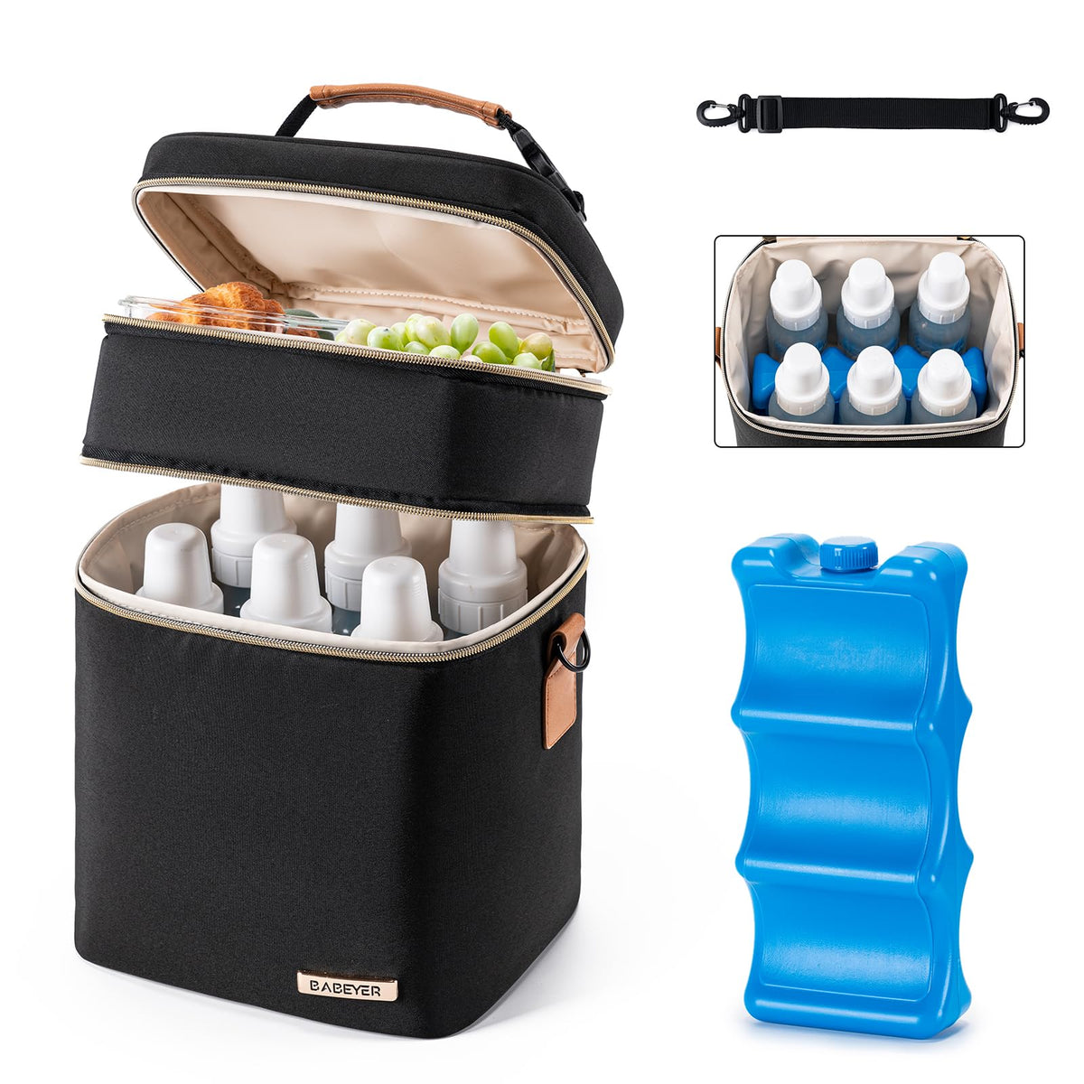 BABEYER breastmilk cooler bag front view for on-the-go feeding and discreet daily use.