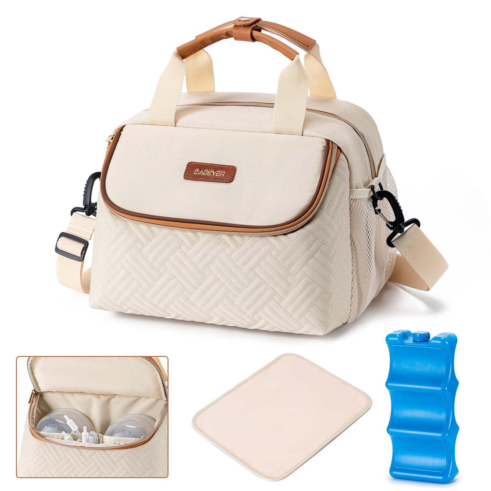 BABEYER breastmilk cooler bag front view showing ample capacity for six 9-ounce bottles on the go.