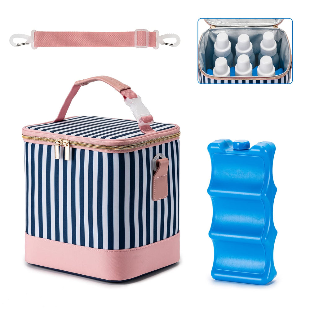 BABEYER breastmilk cooler bag with ice pack holds six 9-ounce bottles for daycare