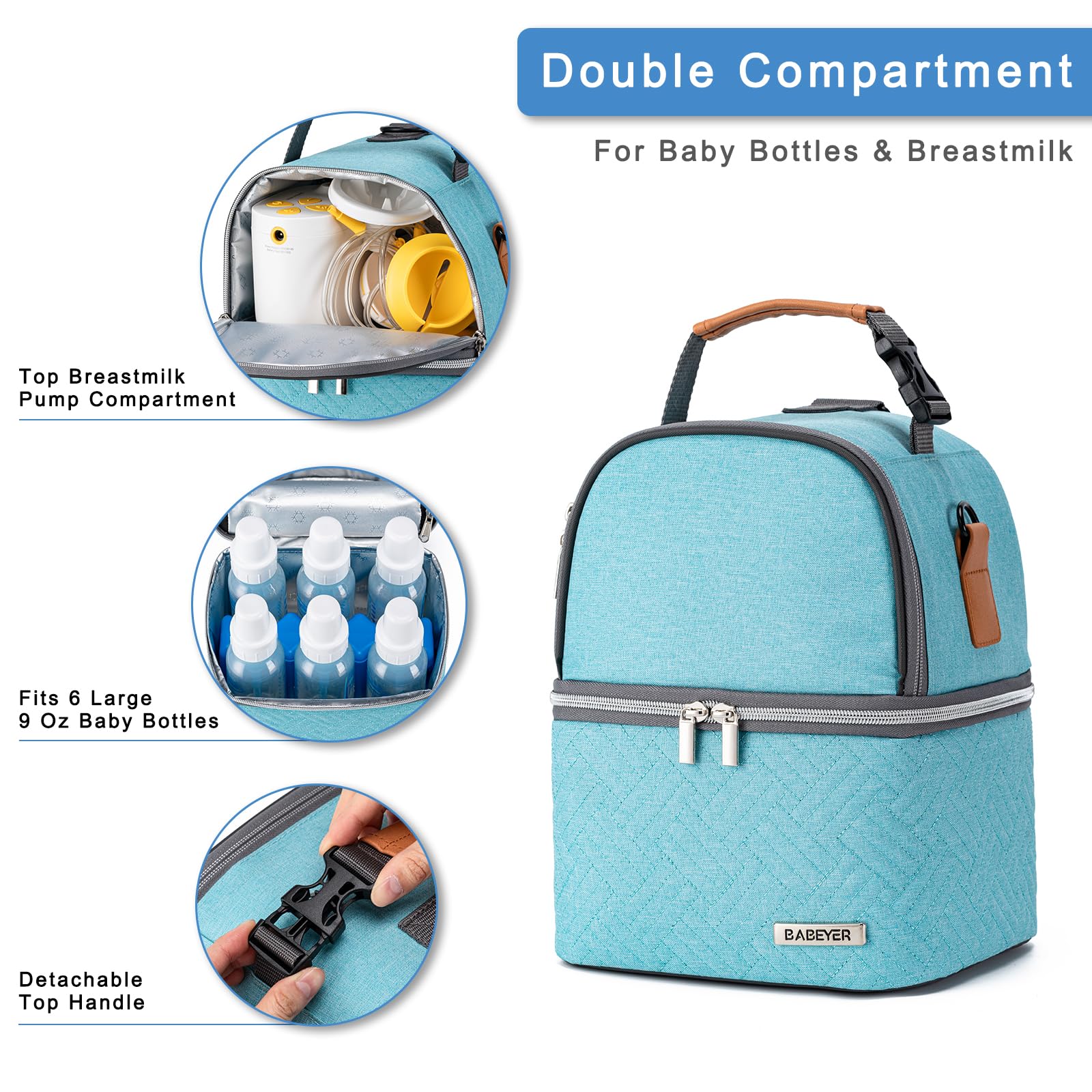 BABEYER breastmilk cooler bag with ice pack included for travel freshness