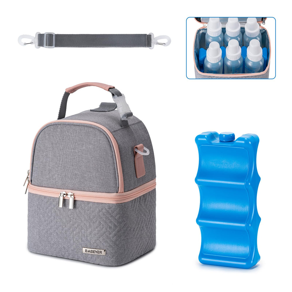 BABEYER breastmilk cooler bag with ice-pack keeps milk fresh while traveling