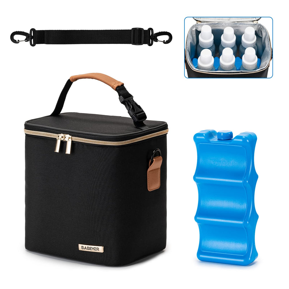 BABEYER Breastmilk Cooler Bag with Ice Pack keeps bottles cold during travel