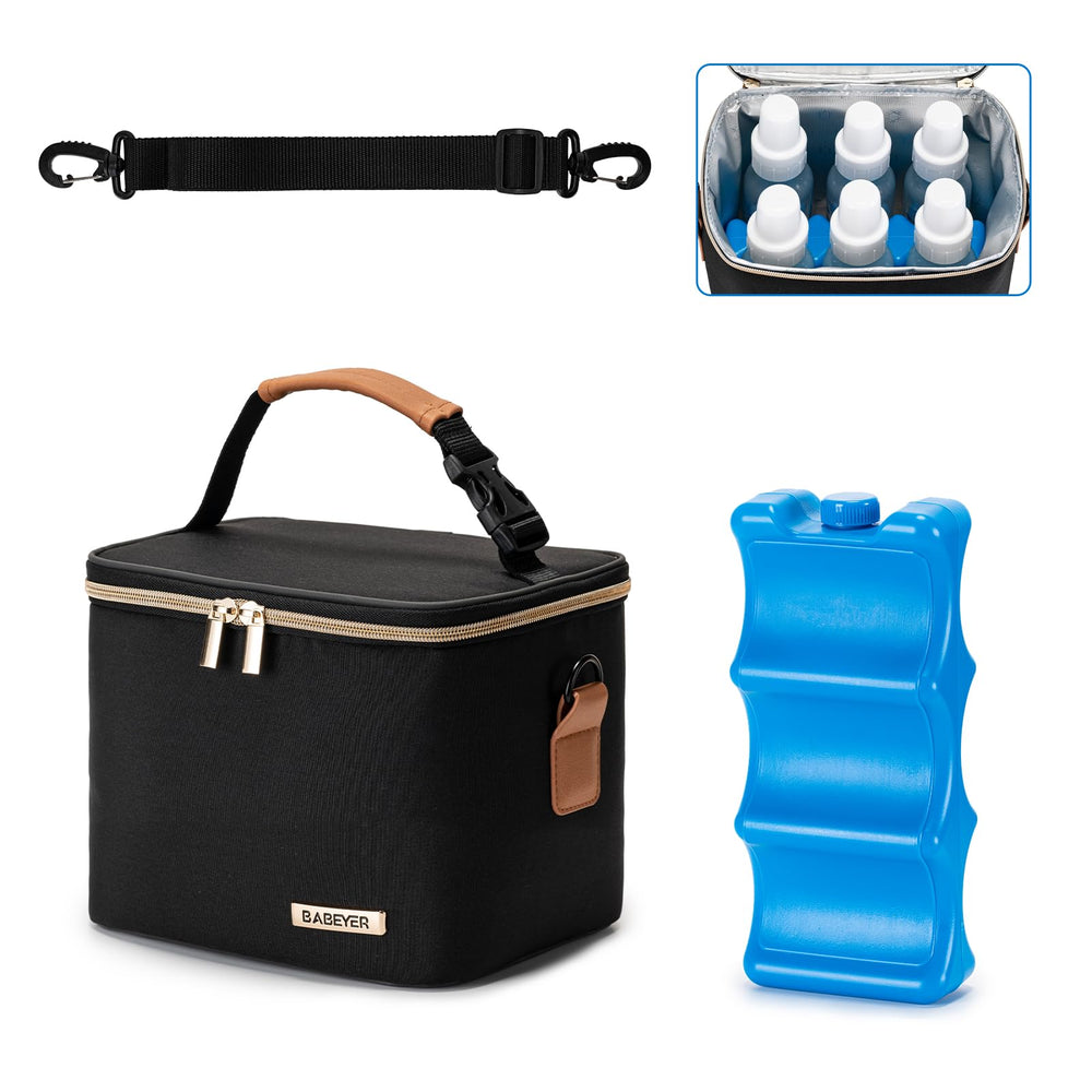 BABEYER breastmilk cooler bag with ice pack keeps milk cold on the go.