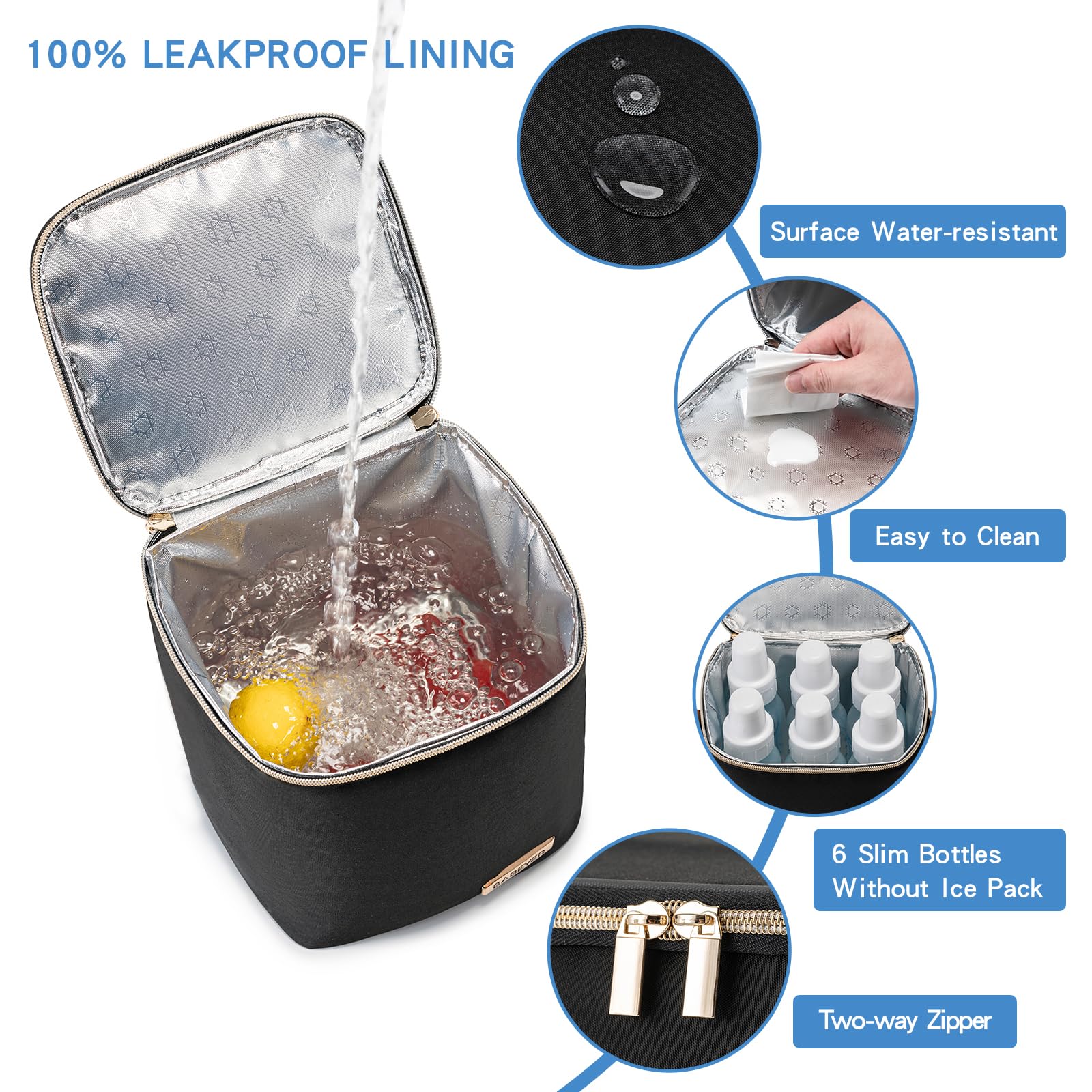 BABEYER breastmilk cooler bag insulated interior keeps bottles cool for hours during daycare outings.