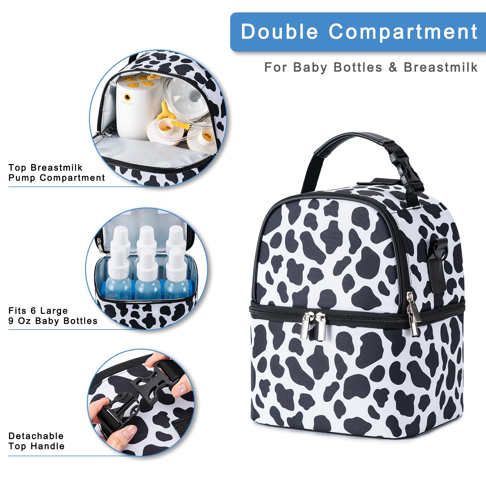 BABEYER cooler bag insulated lining maintains temperature for bottles on commutes or errands.