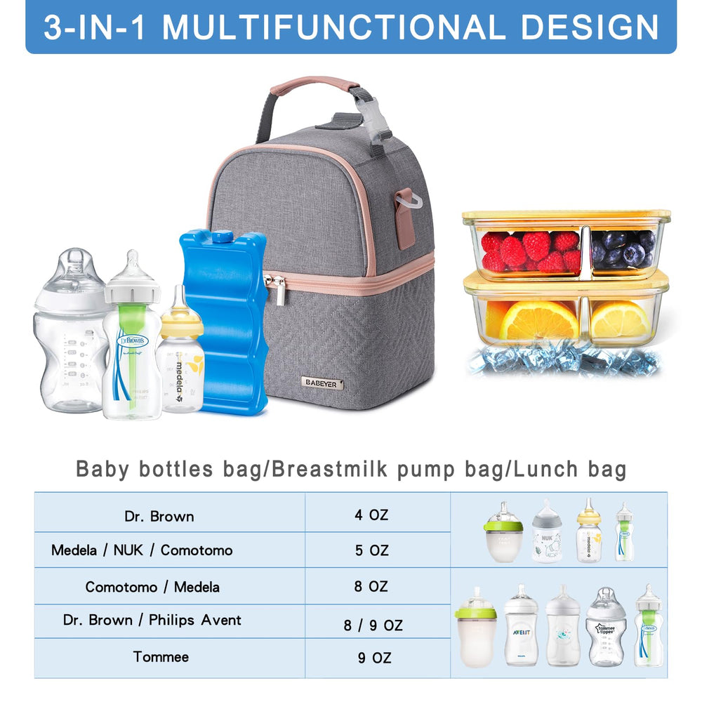 BABEYER breastmilk cooler bag insulated lining maintains temperature during daycare