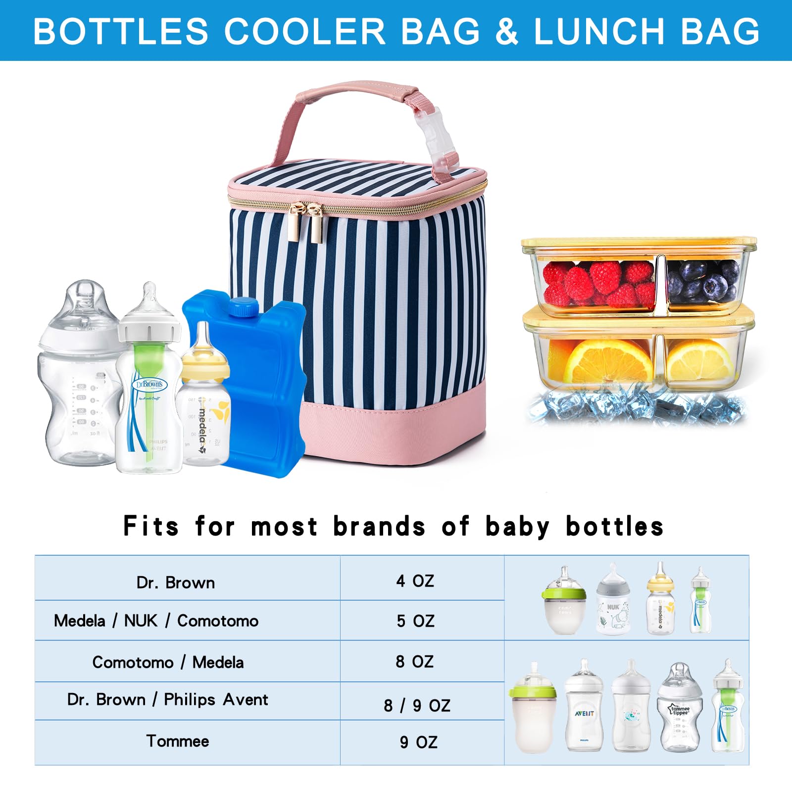 BABEYER insulated lining preserves temperature for busy daycare days.