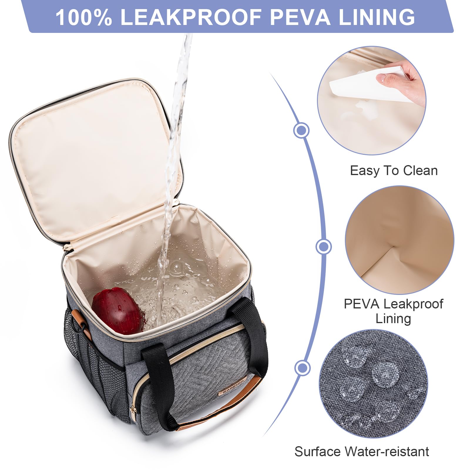 BABEYER insulated lining keeps milk cold or warm for on-the-go days.