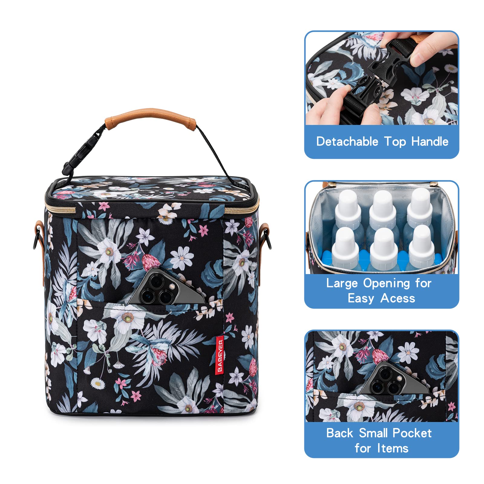 BABEYER breastmilk cooler bag insulated interior preserves milk temperature for hours