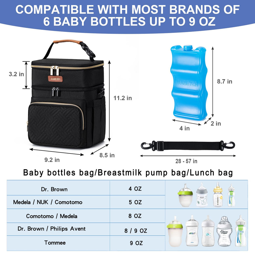 BABEYER insulated breastmilk cooler bag interior leakproof lining prevents spills