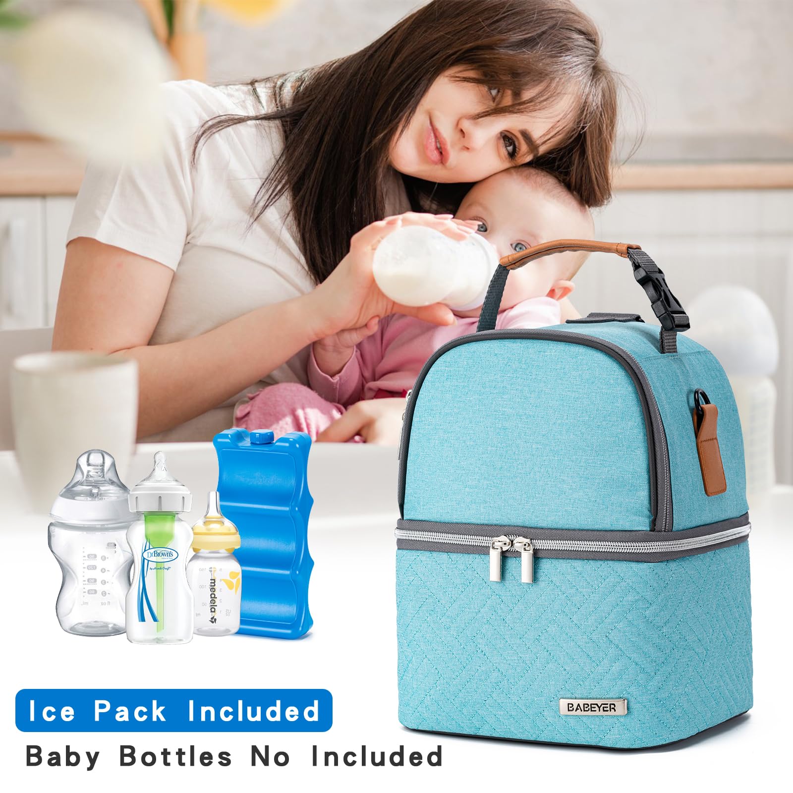 BABEYER leakproof lining keeps contents dry and easy to wipe clean