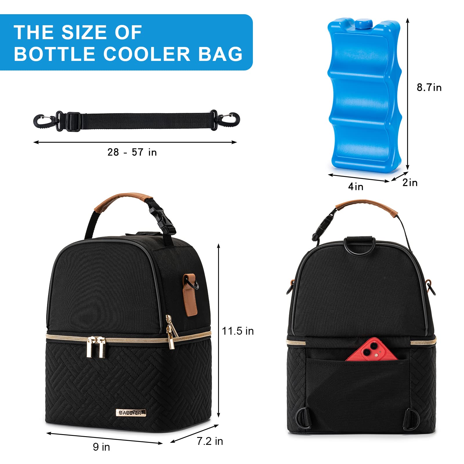 BABEYER Breastmilk Cooler Bag leakproof lining keeps interiors clean after spills.
