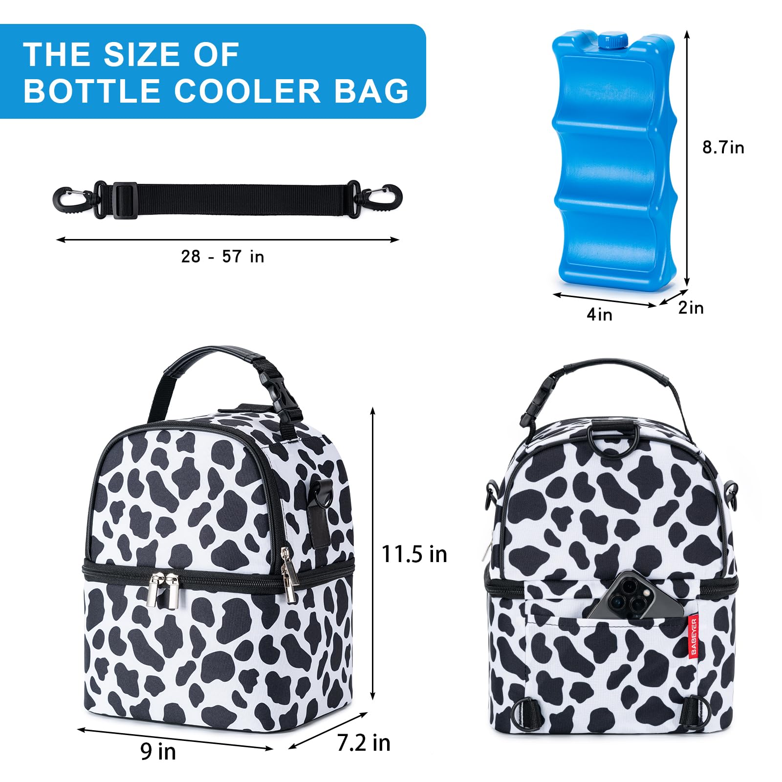 BABEYER leakproof wipeable lining protects contents and simplifies cleanup after travel or daycare.