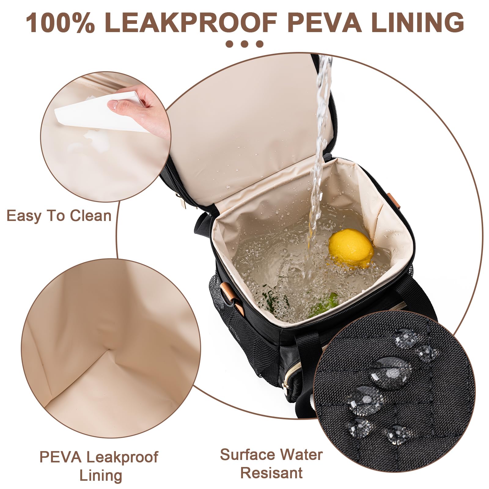 BABEYER breastmilk bag's lower layer stores six bottles securely for travel.