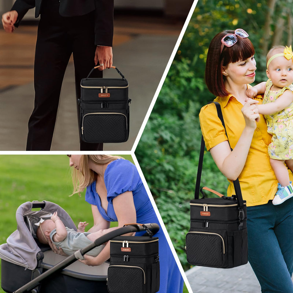 BABEYER insulated breastmilk cooler bag in use during travel and daycare