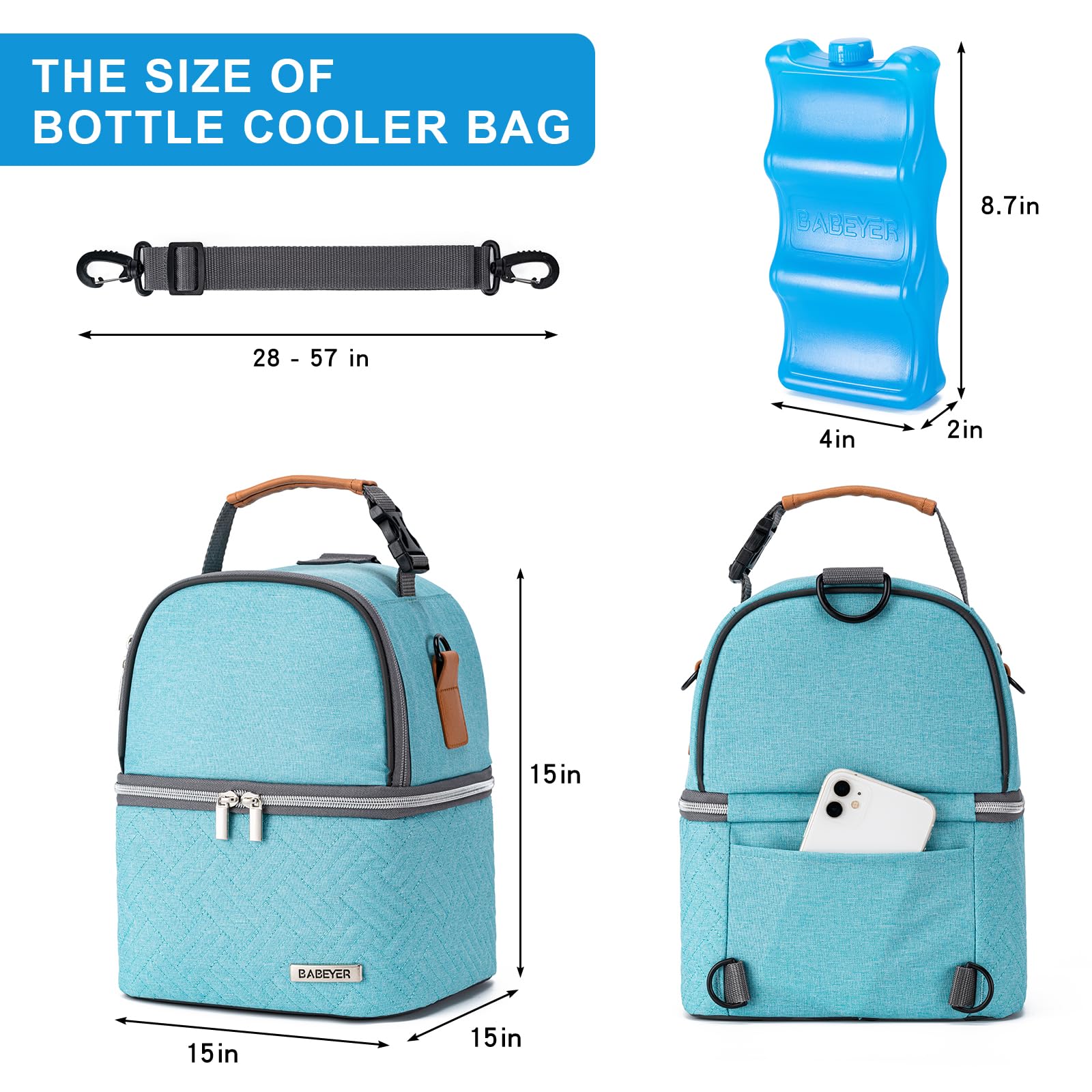 BABEYER adjustable shoulder strap enables hands-free transport for moms