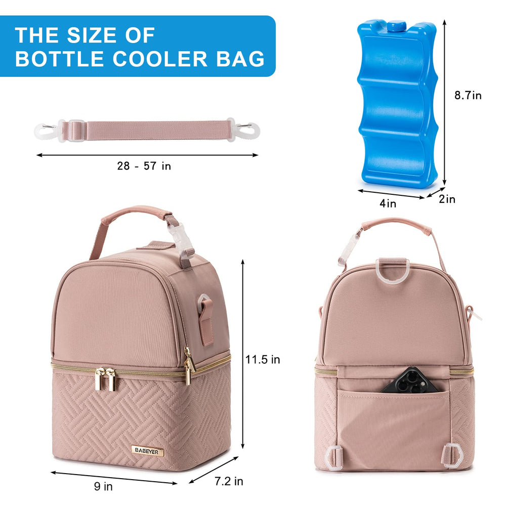 BABEYER breastmilk cooler bag features an adjustable strap for hands-free carrying.