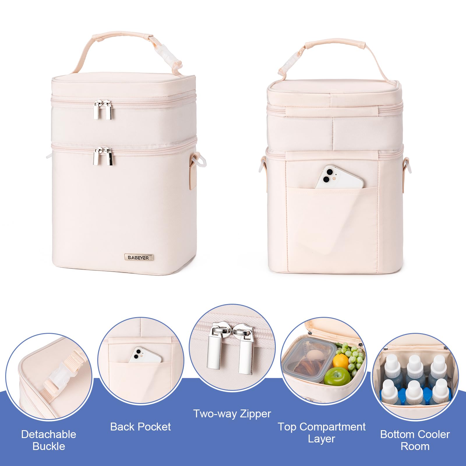 BABEYER pearl white bag with shoulder strap for convenient everyday use