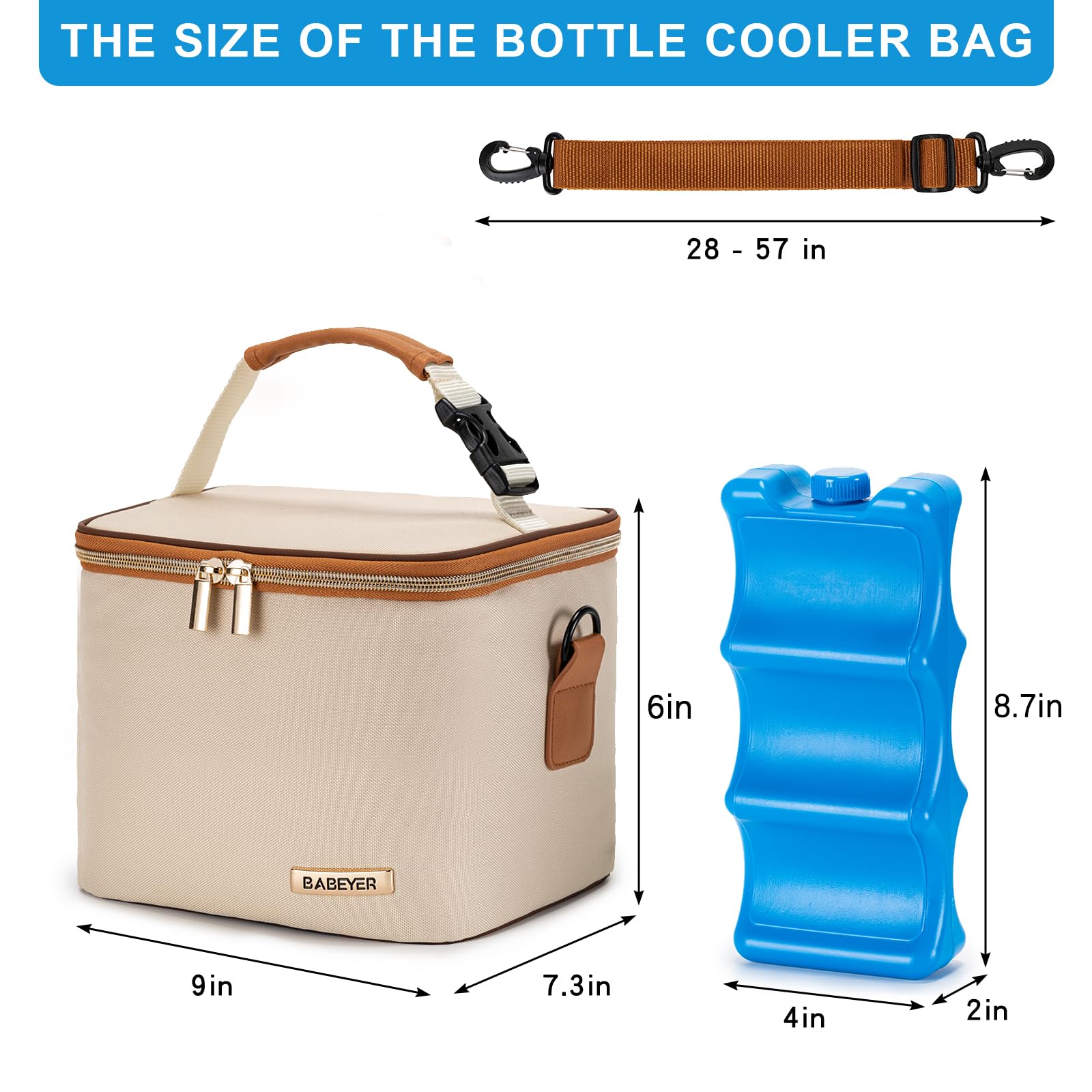 BABEYER breastmilk cooler bag adjustable strap simplifies carrying.