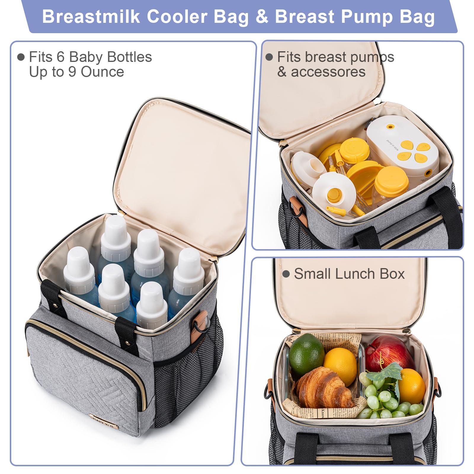 BABEYER breastmilk cooler bag adjustable shoulder strap for comfortable carrying