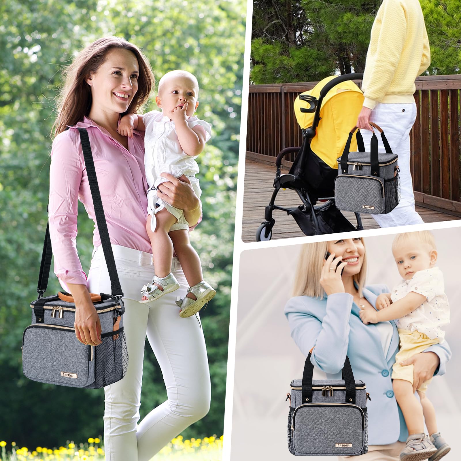 BABEYER side pocket fits phone and keys for quick access.