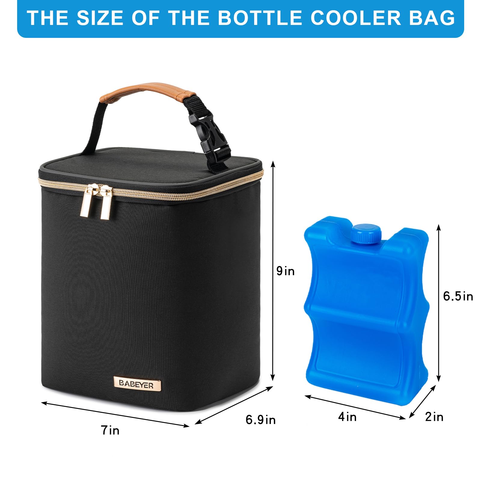 BABEYER breastmilk cooler bag side pocket stores phone keys for quick access.