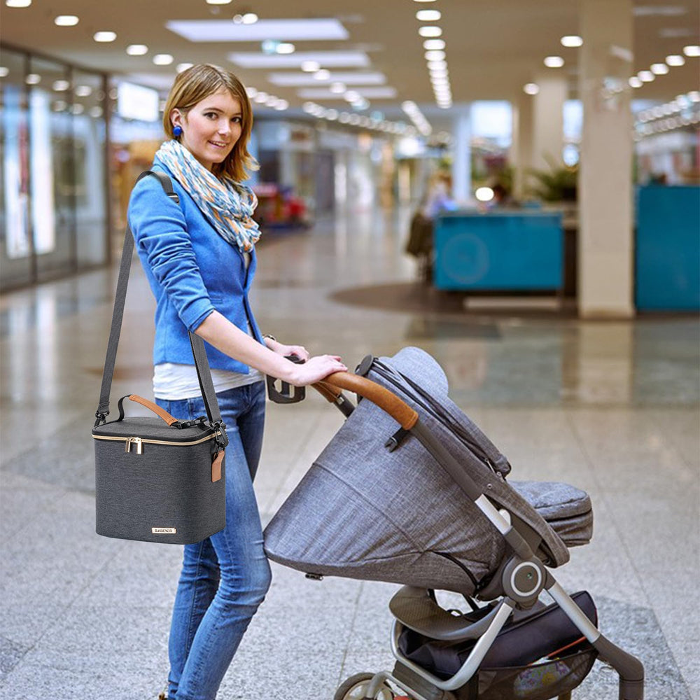 BABEYER cooler bag side pocket stores essentials like phone and keys during outings.