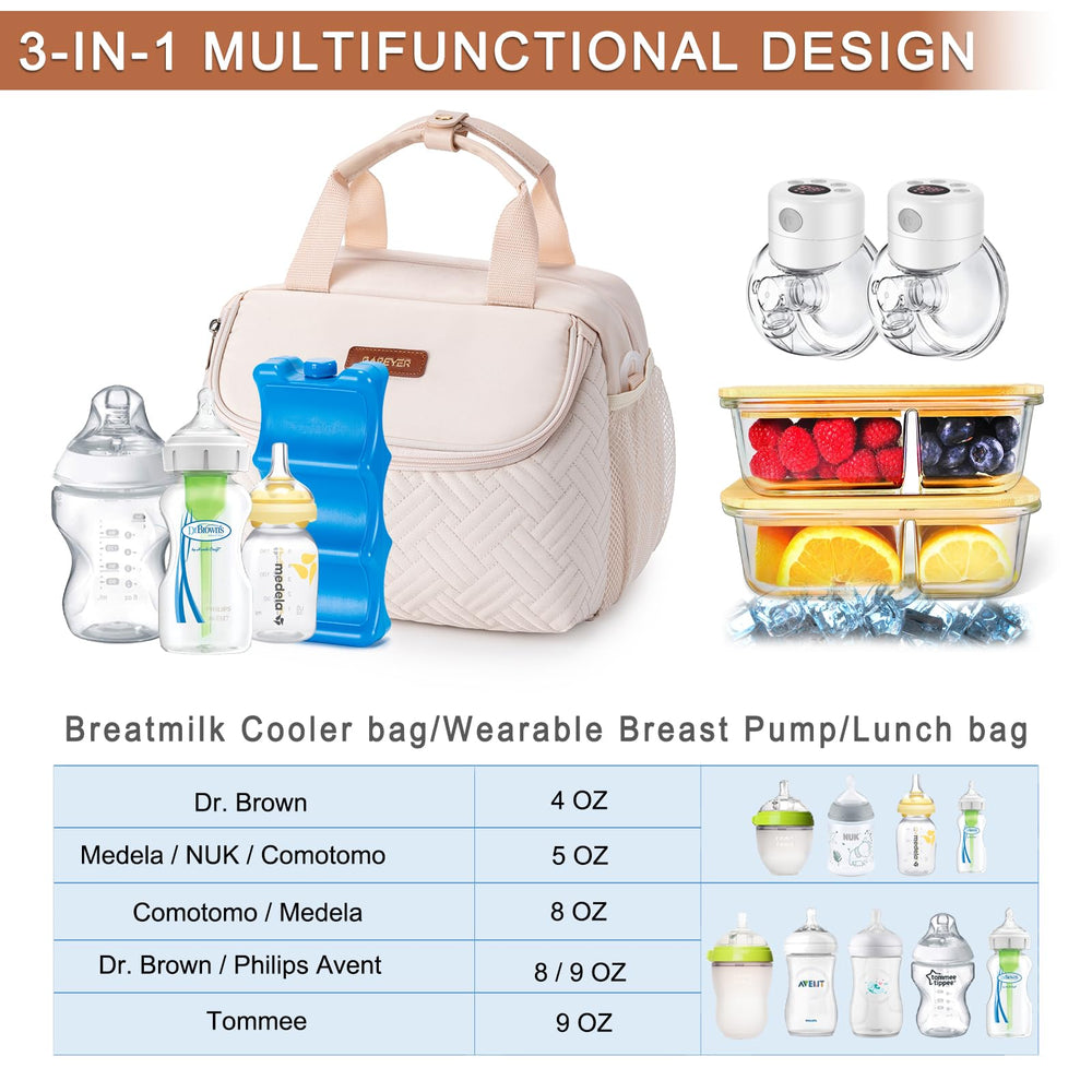 BABEYER cooler bag fits six 9-ounce bottles for daycare outings.