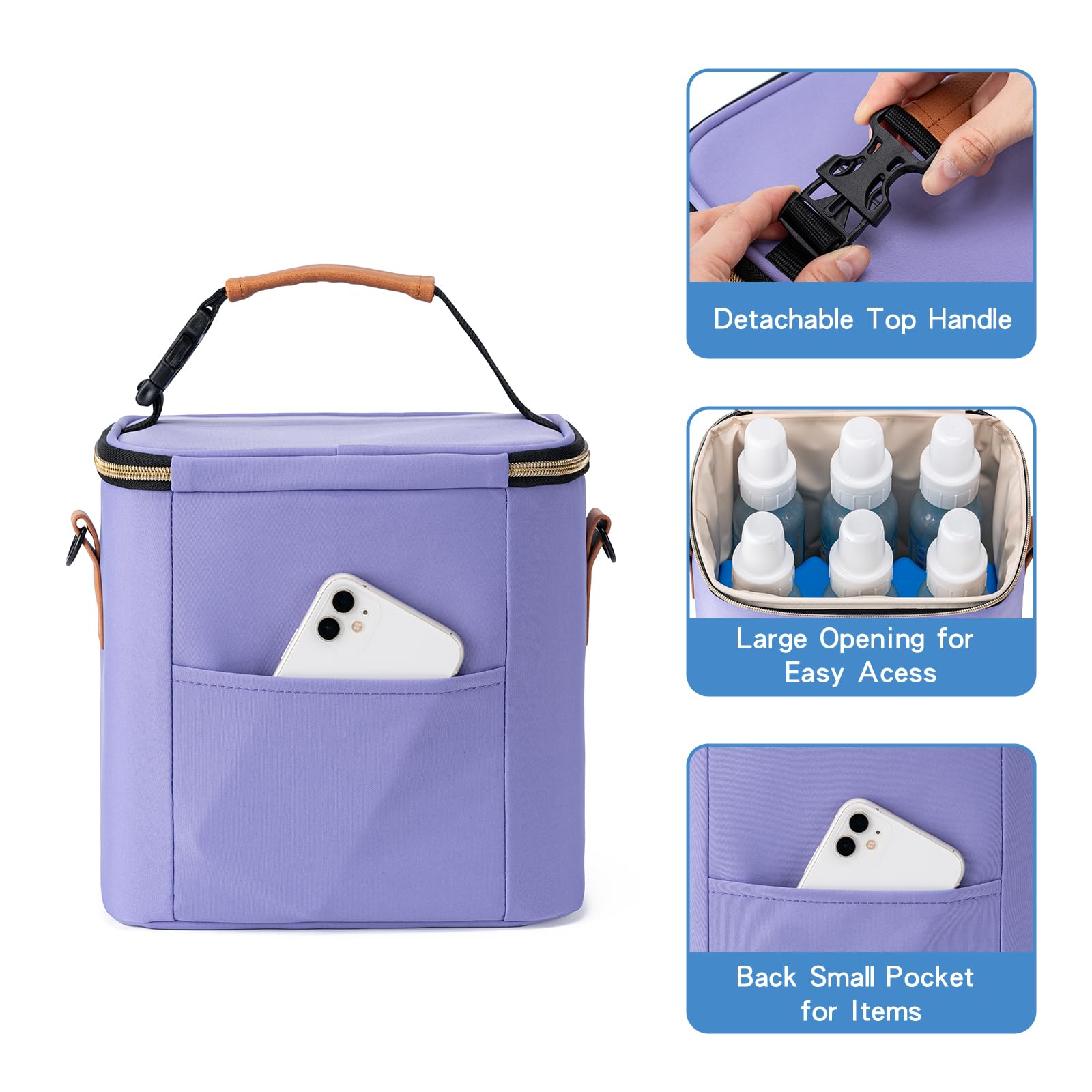 BABEYER breastmilk cooler bag six-bottle setup ideal for travel and daycare routines.