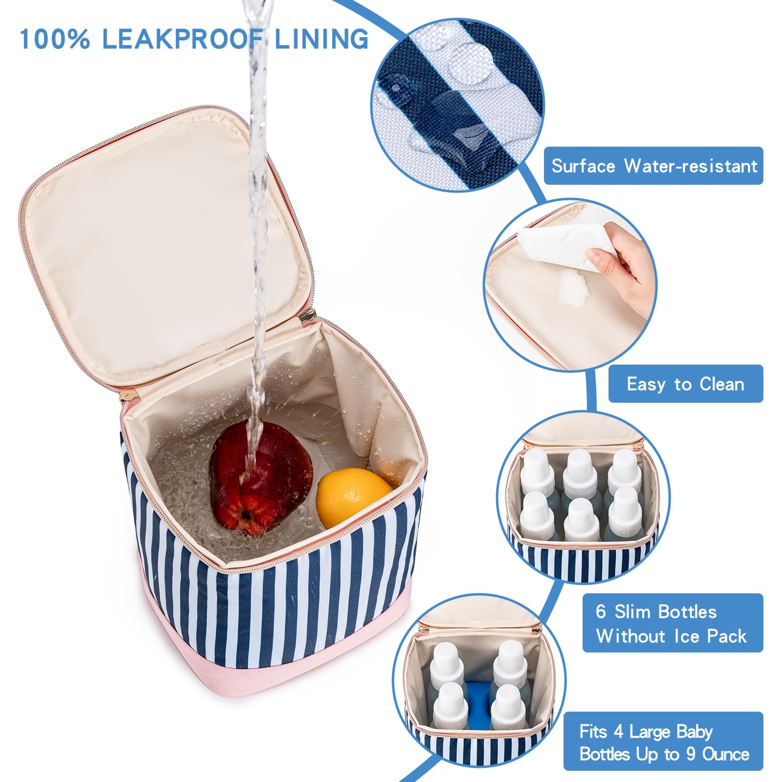 BABEYER stroller-friendly cooler bag with detachable top handle.