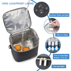 BABEYER cooler bag attached to a stroller with detachable top handle for easy on-the-go use.