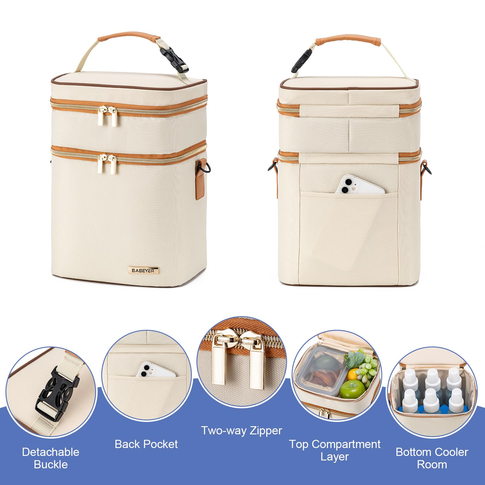 BABEYER waterproof PEVA interior protects contents from leaks.