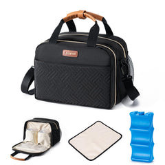 BABEYER breastmilk cooler bag interior view shows six 9oz bottle capacity for travel.