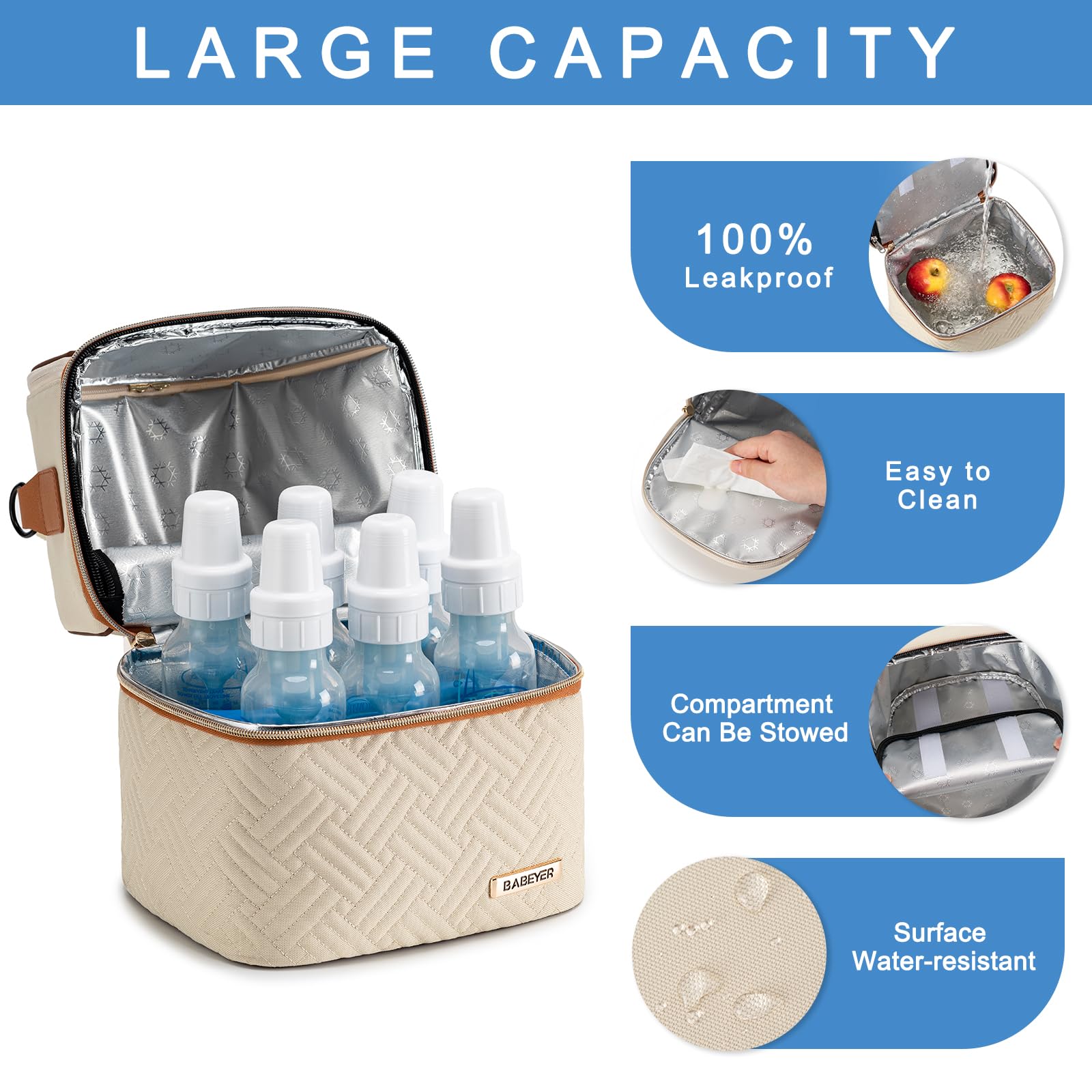 BABEYER ice pack inside helps keep milk cool during travel