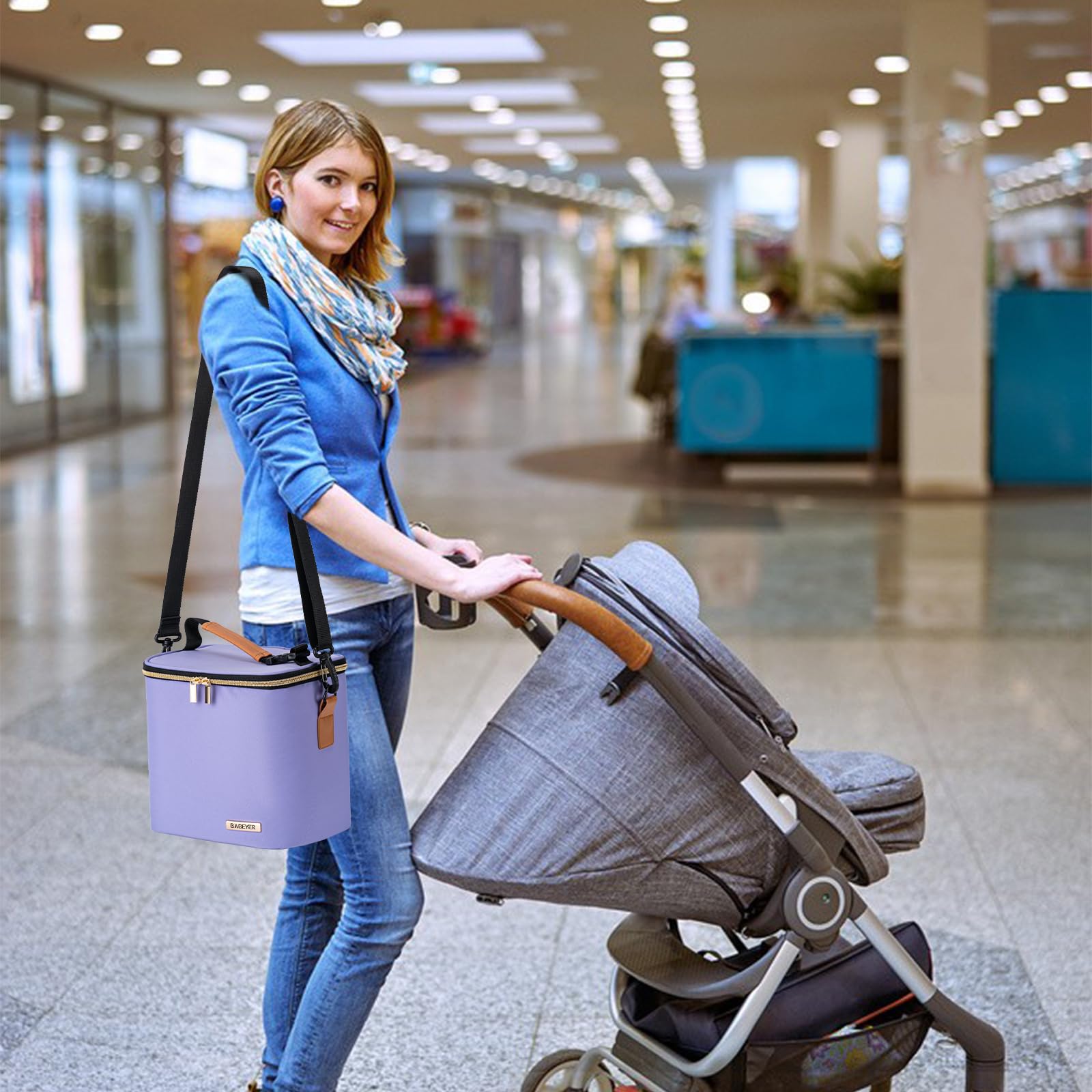 BABEYER side pocket holds phone and keys for on-the-go outings.