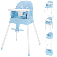 BABHAMNESS 5-in-1 foldable high chair front view shows sturdy frame and compact storage.