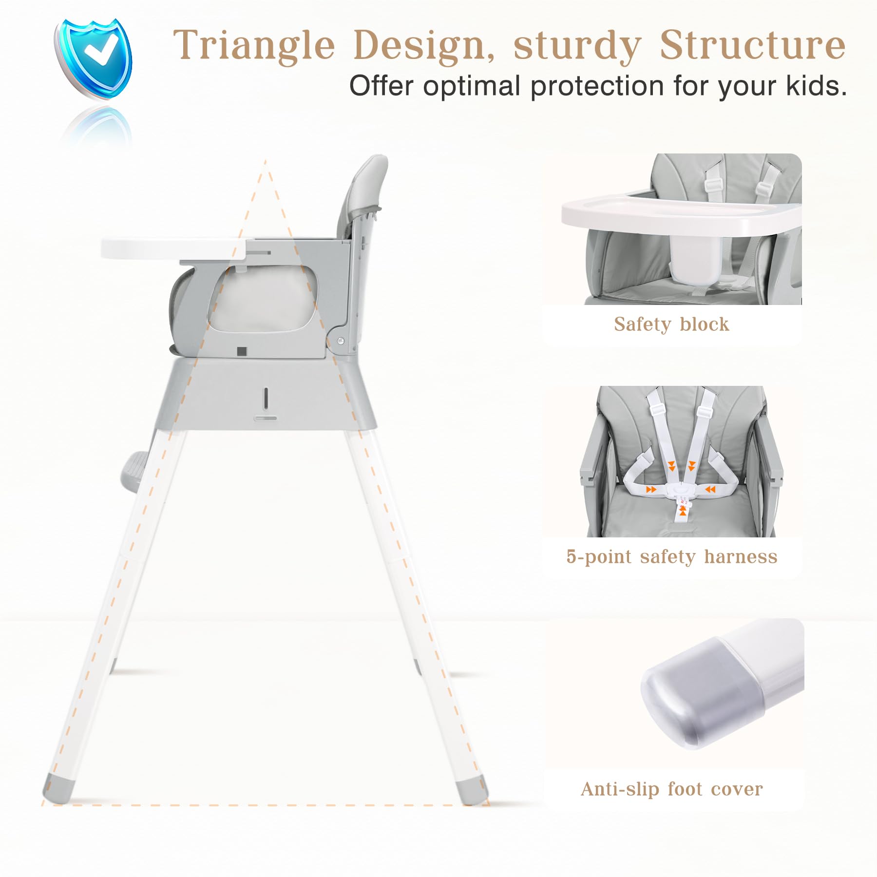BABHAMNESS 5in1-foldable-high-chair-5point-harness-grey keeps baby secure during feeding