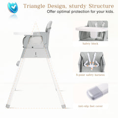 BABHAMNESS 5in1-foldable-high-chair-5point-harness-grey keeps baby secure during feeding