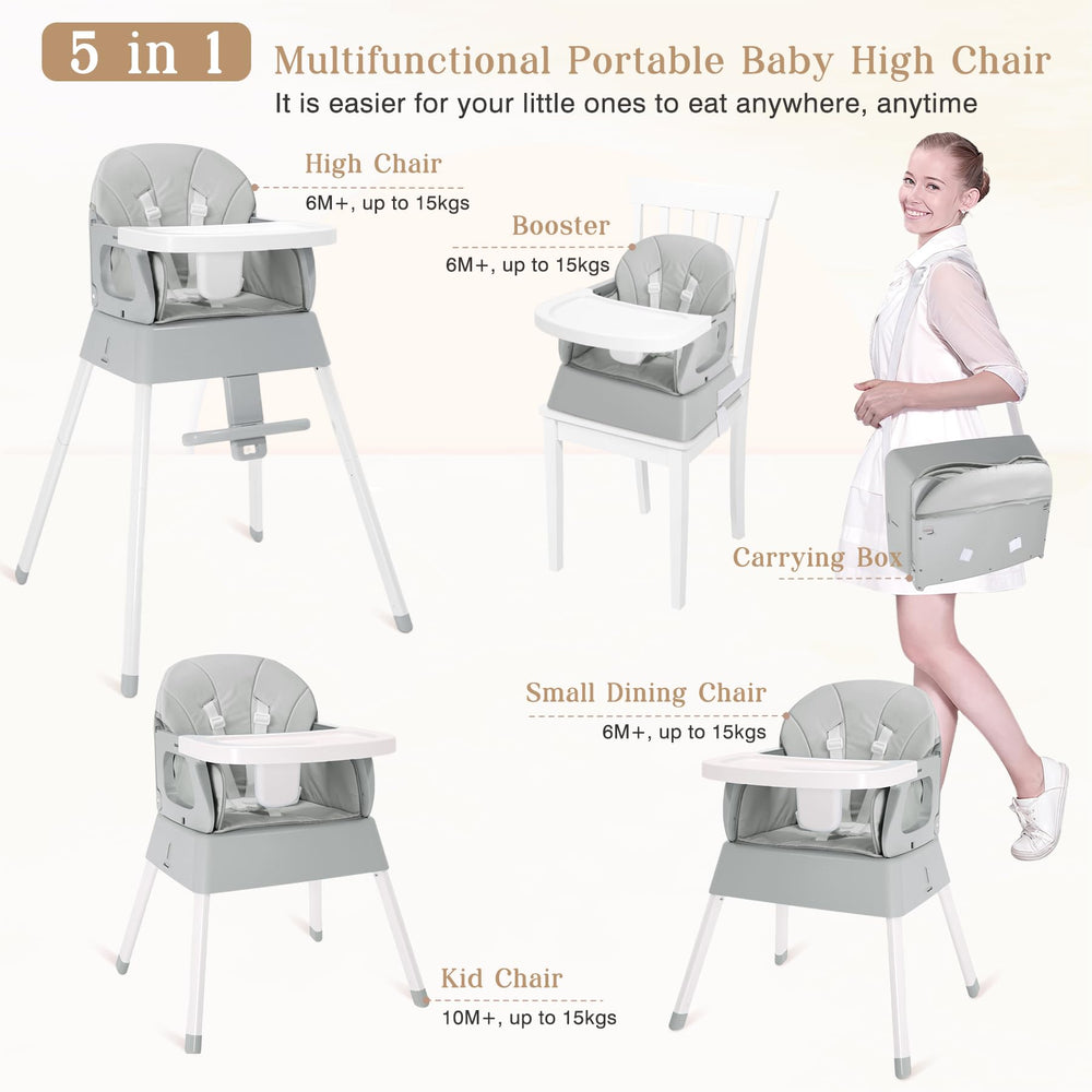 BABHAMNESS 5in1-foldable-high-chair-folded-box-grey compact storage ready after meals