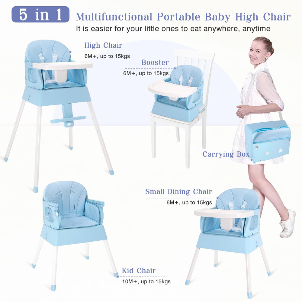 BABHAMNESS foldable high chair convertible modes demonstrate booster and baby seat versatility.
