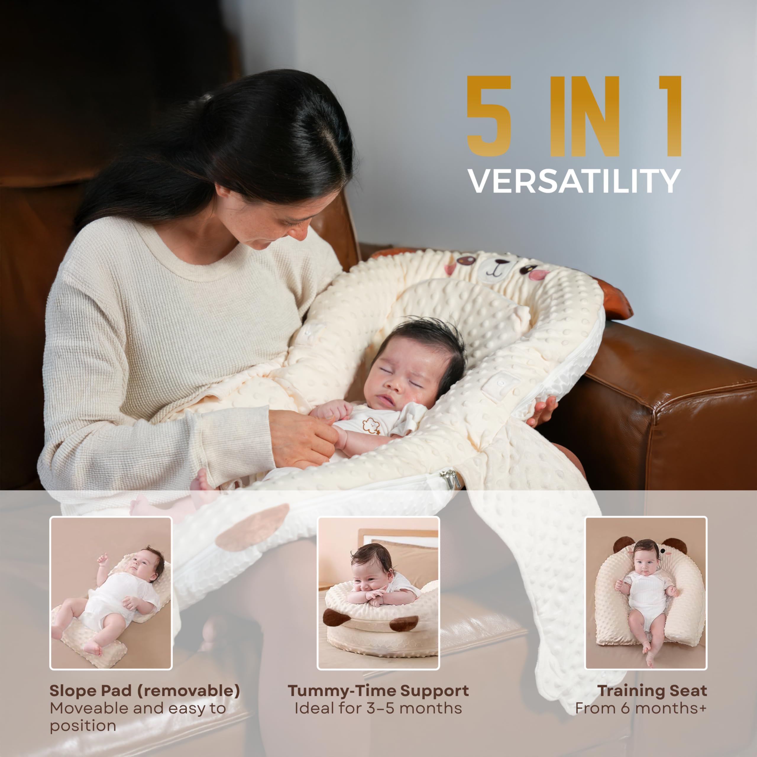 BabieBoo bottle feeding pillow provides ergonomic support during cozy feeding sessions.