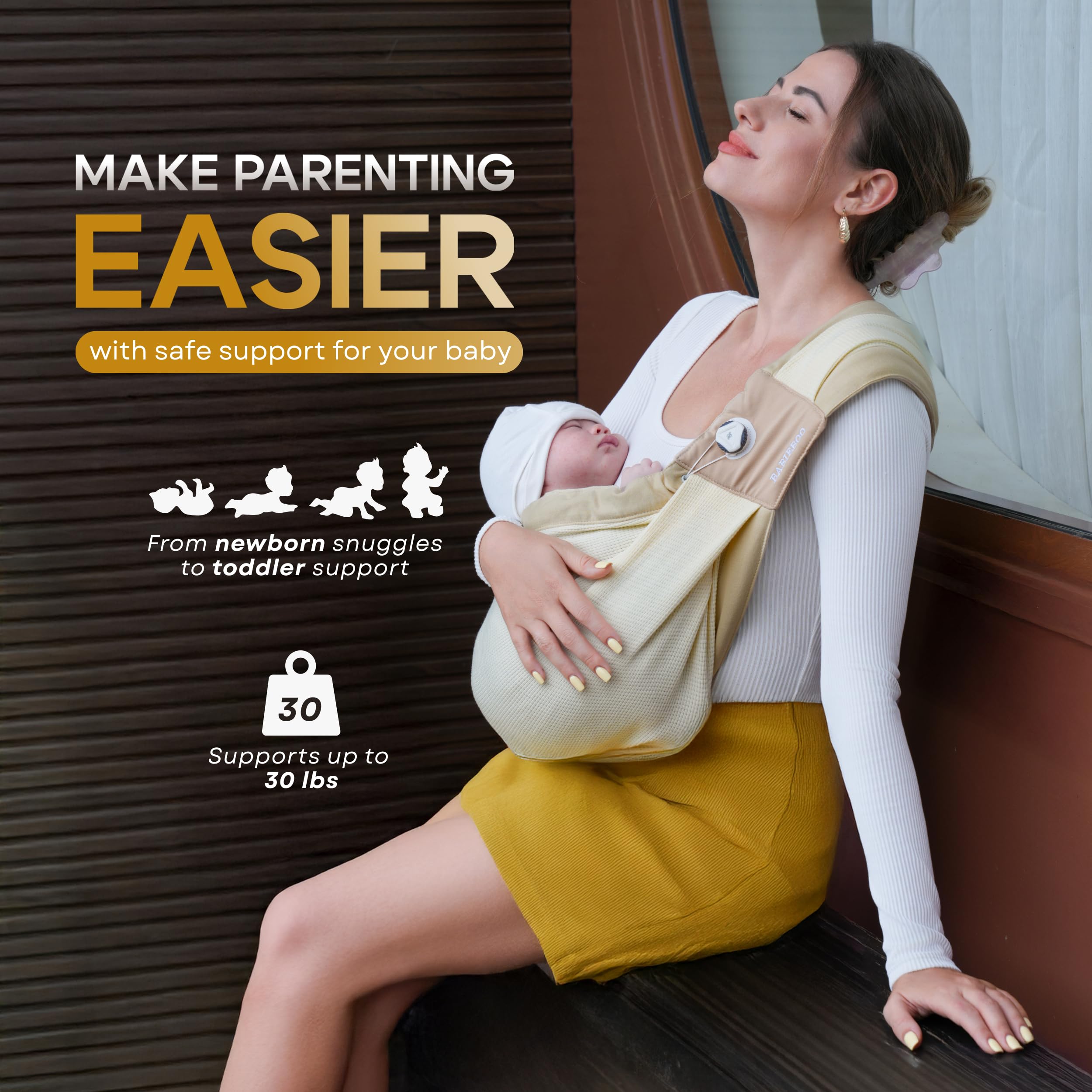 BabieBoo knob tech closeup shows adjustable straps for growing baby support