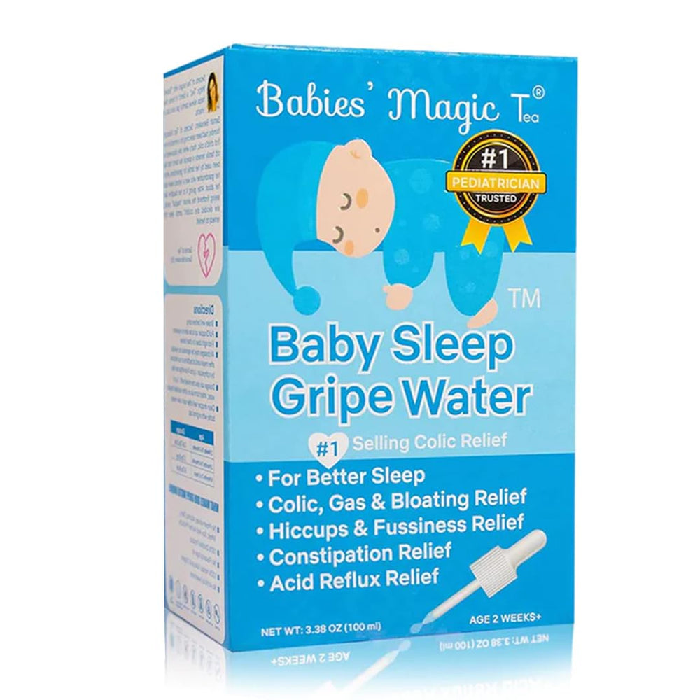 Babies' Magic Tea bottle-front view shows gentle gripe water for colic relief